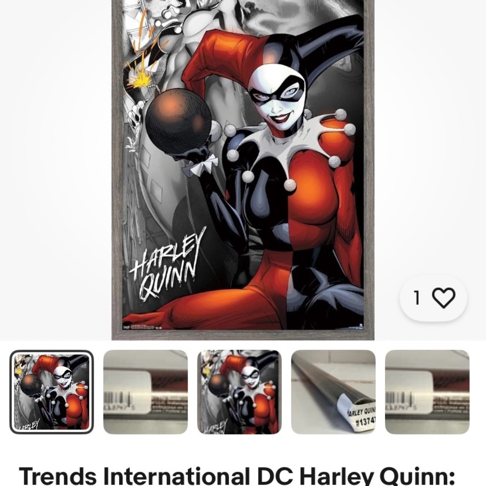 DC Comics Harley Quinn Wall Art - Red, Black, White